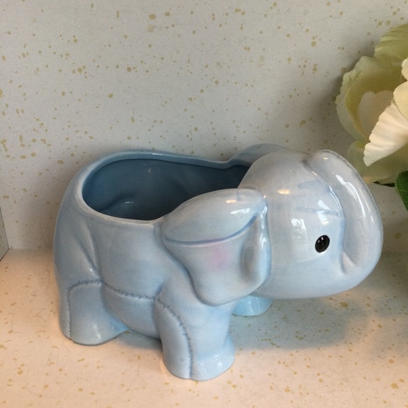 Large Blue Elephant Baby Planter - Picture 2 of 6